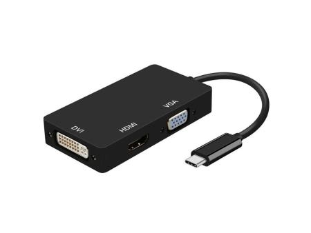 Conversor Aisens A109-0343/ USB Tipo-C Macho - DVI Hembra/ VGA Hembra / HDMI Hembra/ 15cm/ Negro