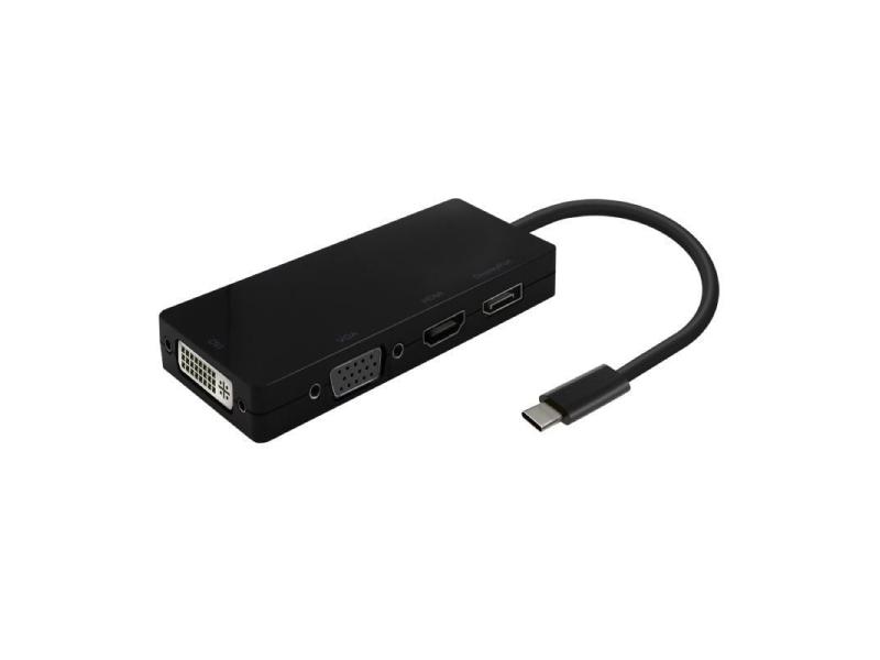 Conversor USB Tipo-C Aisens A109-0679/ HDMI Hembra - VGA Hembra - DVI Hembra - DisplayPort Hembra/ 15cm/ Negro