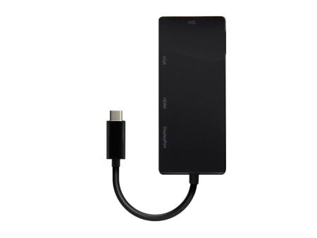 Conversor USB Tipo-C Aisens A109-0679/ HDMI Hembra - VGA Hembra - DVI Hembra - DisplayPort Hembra/ 15cm/ Negro