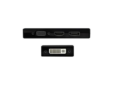 Conversor USB Tipo-C Aisens A109-0679/ HDMI Hembra - VGA Hembra - DVI Hembra - DisplayPort Hembra/ 15cm/ Negro