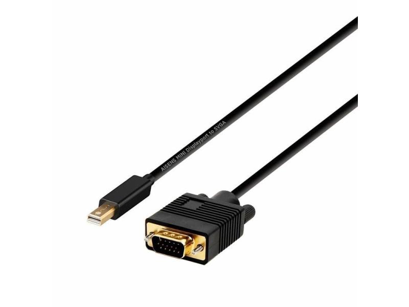 Cable Conversor Aisens A125-0362/ Mini DP Macho - VGA Macho/ 2m/ Negro