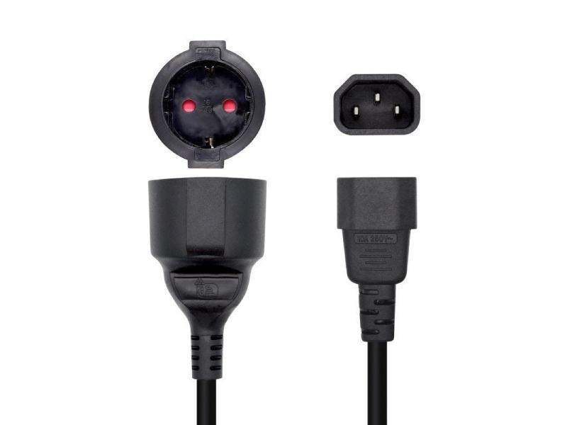 Adaptador Alimentación Aisens A132-0467/ C14 Macho - CEE7 Hembra/ 25cm/ Negro