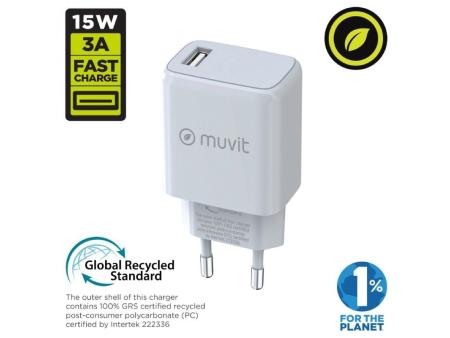 Cargador de Pared Muvit For Change MCACC0002/ 1xUSB/ 15W