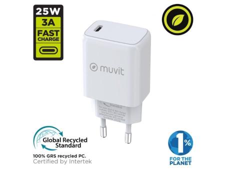 Cargador de Pared Muvit For Change MCACC0012/ 1xUSB Tipo-C/ 20W