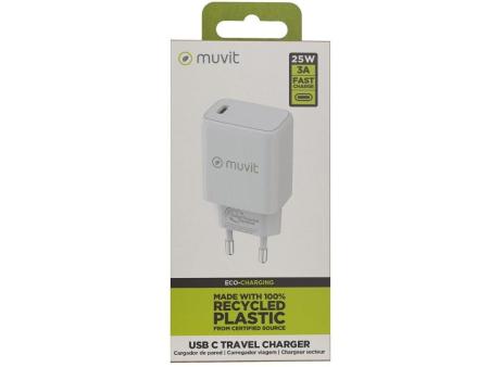 Cargador de Pared Muvit For Change MCACC0012/ 1xUSB Tipo-C/ 20W