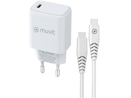 Cargador de Pared Muvit For Change MCPAK0044/ 1xUSB Tipo-C + Cable USB Tipo-C/ 20W