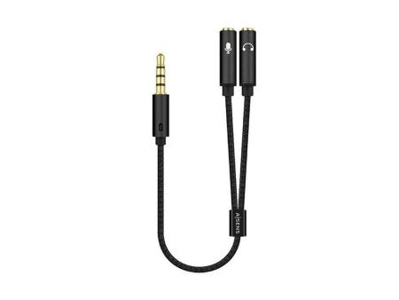 Adaptador Aisens A128-0416/ Jack 3.5 Macho - 2x Jack 3.5 Hembra/ 25cm/ Negro