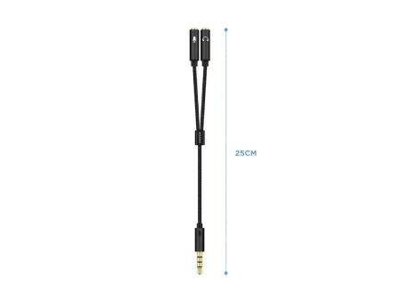 Adaptador Aisens A128-0416/ Jack 3.5 Macho - 2x Jack 3.5 Hembra/ 25cm/ Negro