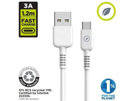 Cable USB 2.0 Tipo-C Muvit For Change MCUSC0003/ USB Tipo-C Macho - USB Macho/ Hasta 27W/ 1.2m/ Blanco