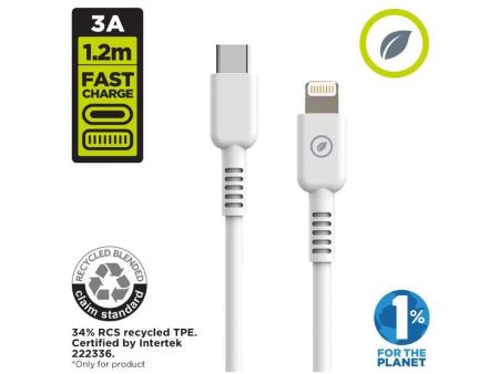 Cable USB 2.0 Tipo-C Lightning Muvit For Change MCUSC0006/ USB Tipo-C Macho - Lightning/ Hasta 27W/ 1.2m/ Blanco