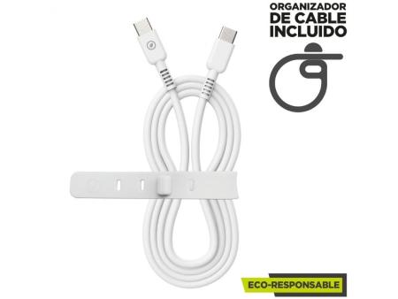 Cable USB 2.0 Tipo-C Muvit For Change MCUSC0008/ USB Tipo-C Macho - USB Tipo-C/ Hasta 60W/ 1.2m/ Blanco