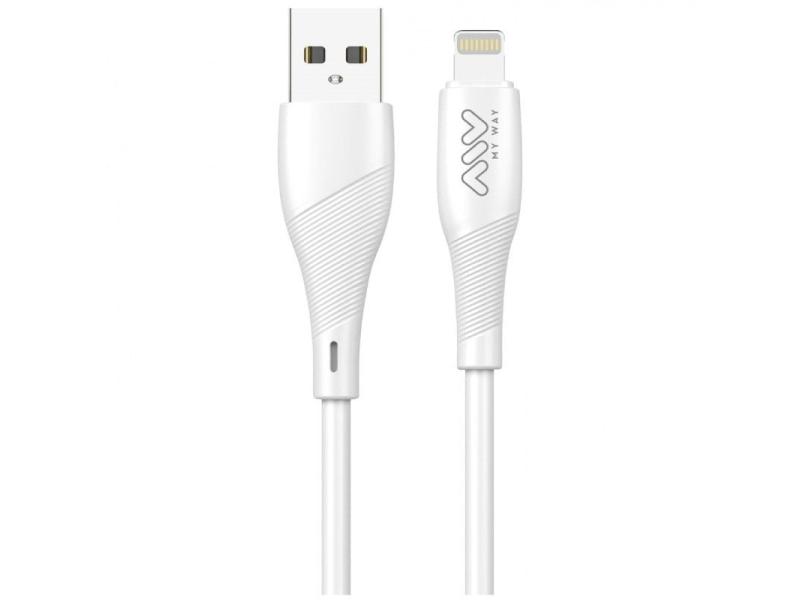 Cable USB 2.0 Lightning Myway MWUSC0021/ USB Macho - Lightning Macho/ 1m/ Blanco