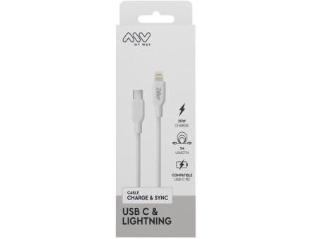 Cable USB 2.0 Tipo-C Lightning Myway MWUSC0023/ USB Tipo-C Macho - Lightning Macho/ 1m/ Blanco