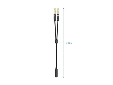 Adaptador Aisens A128-0418/ Jack 3.5 Hembra - 2x Jack 3.5 Macho/ 25cm/ Negro