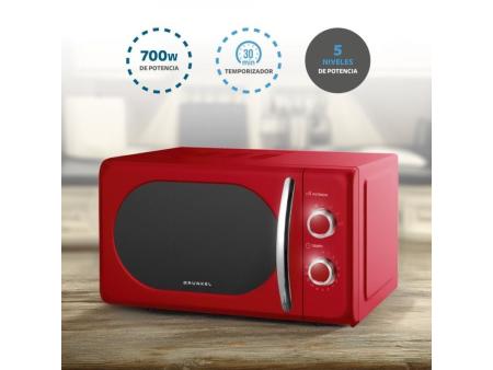 Microondas Grunkel Vintage MW-20ROJO/ 700W/ Capacidad 20L/ Rojo