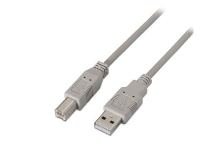 Cable USB 2.0 Impresora Aisens A101-0004/ USB Tipo-B Macho - USB Macho/ Hasta 2.5W/ 60Mbps/ 4.5m/ Beige