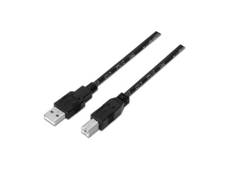 Cable USB 2.0 Impresora Aisens A101-0005/ USB Tipo-B Macho - USB Macho/ Hasta 2.5W/ 60Mbps/ 1m/ Negro