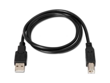 Cable USB 2.0 Impresora Aisens A101-0005/ USB Tipo-B Macho - USB Macho/ Hasta 2.5W/ 60Mbps/ 1m/ Negro