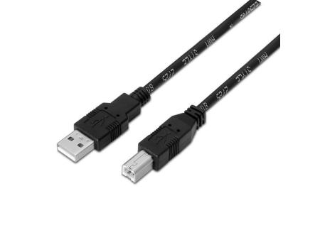 Cable USB 2.0 Impresora Aisens A101-0007/ USB Tipo-B Macho - USB Macho/ Hasta 2.5W/ 60Mbps/ 3m/ Negro