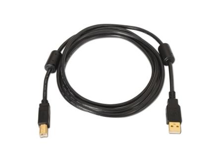 Cable USB 2.0 Impresora Aisens A101-0009/ USB Tipo-B Macho - USB Macho/ Hasta 2.5W/ 60Mbps/ 2m/ Negro