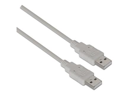 Cable USB 2.0  Aisens A101-0021/ USB Macho - USB Macho/ Hasta 2.5W/ 60Mbps/ 1m/ Beige