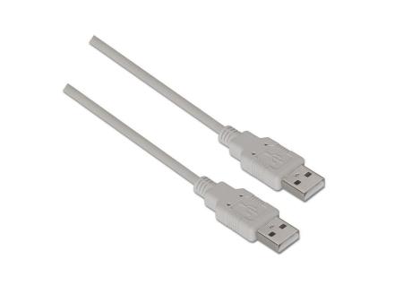 Cable USB 2.0 Aisens A101-0022/ USB Macho - USB Macho/ Hasta 2.5W/ 60Mbps/ 2m/ Beige