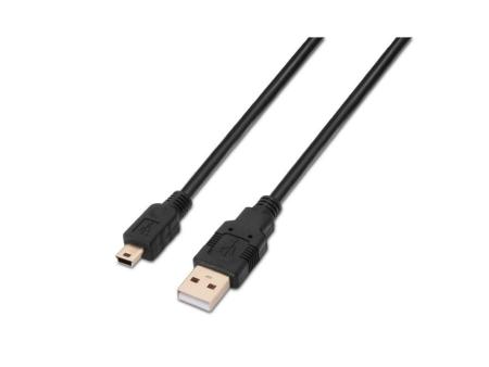 Cable USB 2.0 Aisens A101-0023/ USB Macho - USB Mini Macho/ Hasta 2.5W/ 60Mbps/ 50cm/ Negro