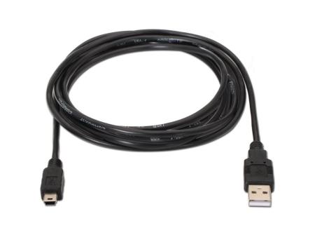 Cable USB 2.0 Aisens A101-0023/ USB Macho - USB Mini Macho/ Hasta 2.5W/ 60Mbps/ 50cm/ Negro