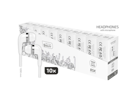 Pack 10 Auriculares Intrauditivos Tech One TEC2955/ con Micrófono/ Jack 3.5/ Blancos