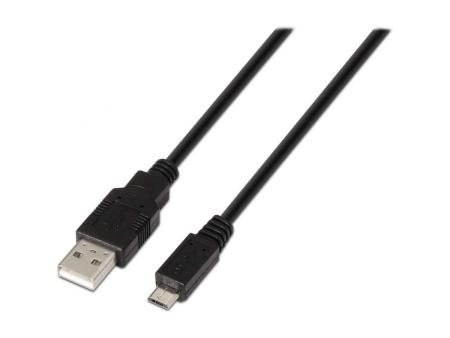 Cable USB 2.0 Aisens A101-0027/ USB Macho - MicroUSB Macho/ Hasta 2.5W/ 60Mbps/ 80cm/ Negro