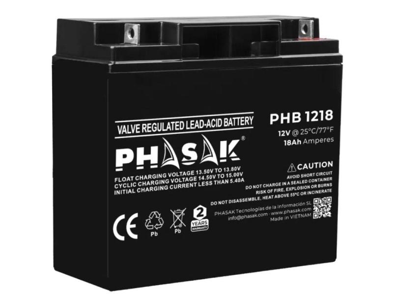 Batería Phasak PHB 1218 compatible con SAI/UPS PHASAK según especificaciones