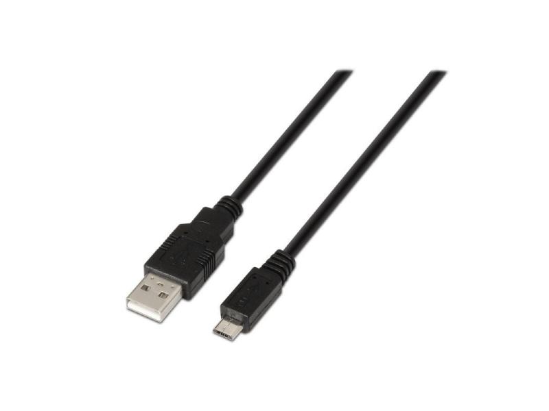 Cable USB 2.0 Aisens A101-0028/ USB Macho - MicroUSB Macho/ Hasta 2.5W/ 60Mbps/ 1.8m/ Negro