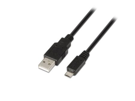 Cable USB 2.0 Aisens A101-0029/ USB Macho - MicroUSB Macho/ Hasta 2.5W/ 60Mbps/ 3m/ Negro