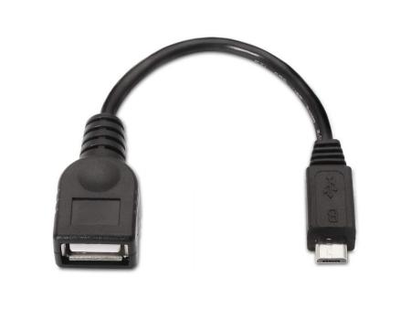 Cable USB 2.0 Aisens A101-0031/ MicroUSB Macho - USB Hembra/ Hasta 2.5W/ 60Mbps/ 15cm/ Negro