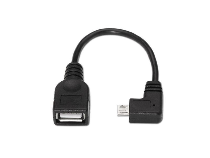 Cable USB 2.0 Aisens A101-0032/ MicroUSB Macho - USB Hembra/ Hasta 2.5W/ 60Mbps/ 15cm/ Negro