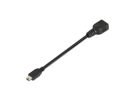 Cable USB 2.0 Aisens A101-0033/ MiniUSB Macho - USB Hembra/ Hasta 2.5W/ 60Mbps/ 15cm/ Negro