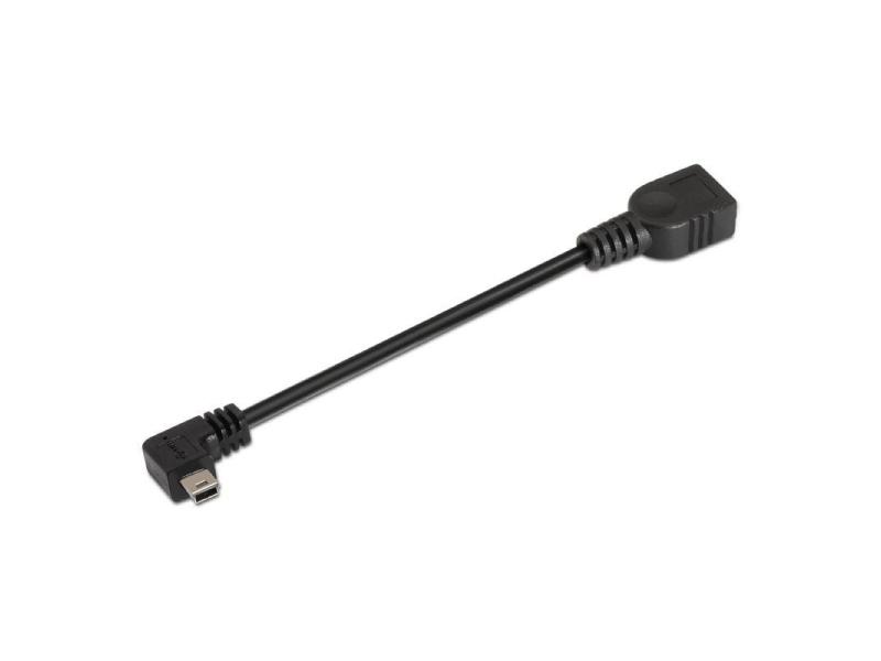 Cable USB 2.0 Aisens A101-0034/ MiniUSB Macho - USB Hembra/ Hasta 2.5W/ 60Mbps/ 15cm/ Negro