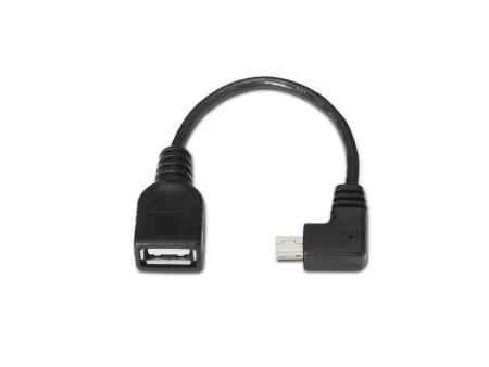 Cable USB 2.0 Aisens A101-0034/ MiniUSB Macho - USB Hembra/ Hasta 2.5W/ 60Mbps/ 15cm/ Negro