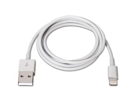 Cable Lightning Aisens A102-0035/ USB Macho - Lightning Macho/ Hasta 2.5W/ 60Mbps/ 1m/ Blanco