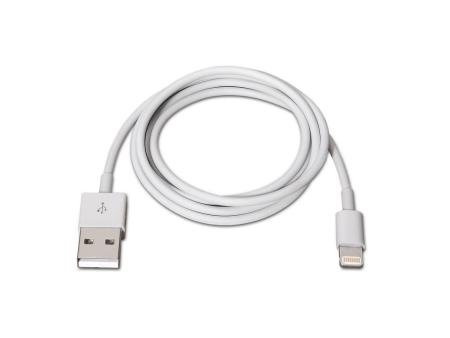 Cable Lightning Aisens A102-0036/ USB Macho - Lightning Macho/ Hasta 2.5W/ 60Mbps/ 2m/ Blanco