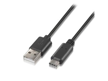 Cable USB 2.0 Tipo-C Aisens A107-0050/ USB Tipo-C Macho - USB Macho/ Hasta 9W/ 625Mbps/ 50cm/ Negro