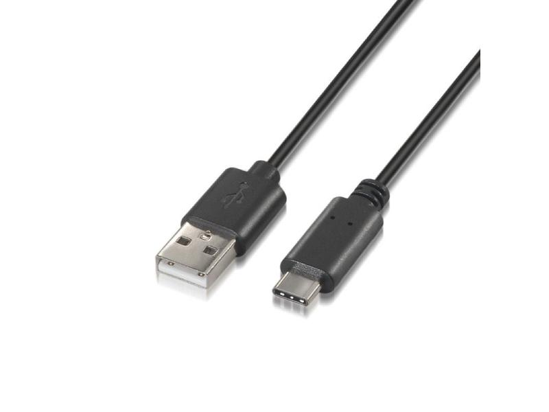 Cable USB 2.0 Tipo-C Aisens A107-0051/ USB Tipo-C Macho - USB Macho/ Hasta 9W/ 625Mbps/ 1m/ Negro