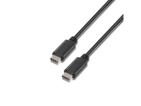 Cable USB 2.0 Tipo-C Aisens A107-0055/ USB Tipo-C Macho - USB Tipo-C Macho/ Hasta 9W/ 625Mbps/ 50cm/ Negro