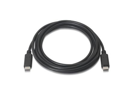 Cable USB 2.0 Tipo-C Aisens A107-0056/ USB Tipo-C Macho - USB Tipo-C Macho/ Hasta 9W/ 625Mbps/ 1m/ Negro