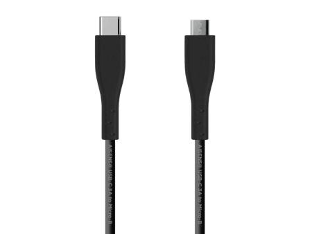 Cable USB 2.0 Aisens A107-0349/ USB Tipo-C Macho - MicroUSB Macho/ Hasta 15W/ 60Mbps/ 1m/ Negro