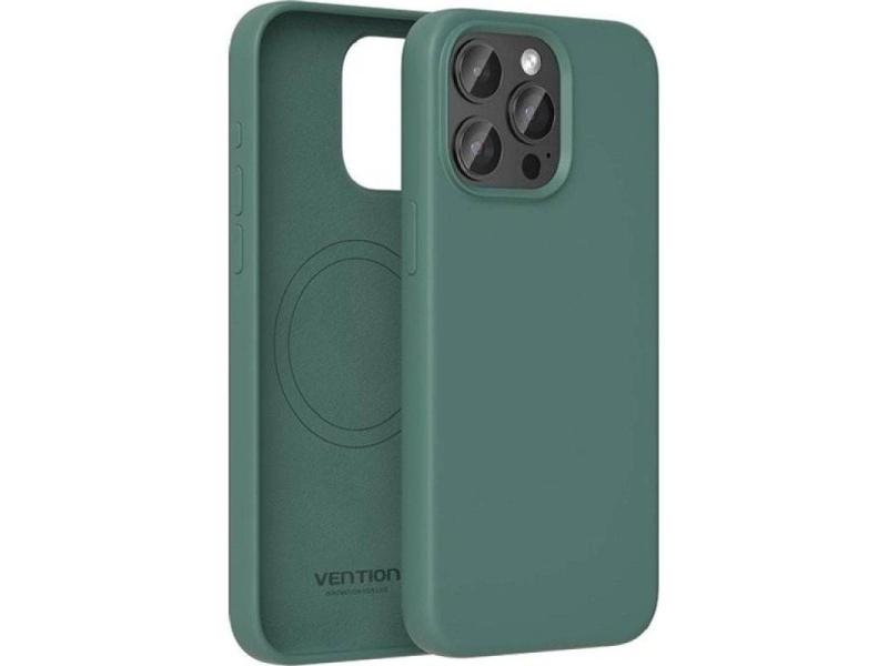 Funda Silicona con Magsafe Vention KUFG0-10/ Compatible con iPhone 15/ Verde Ciprés