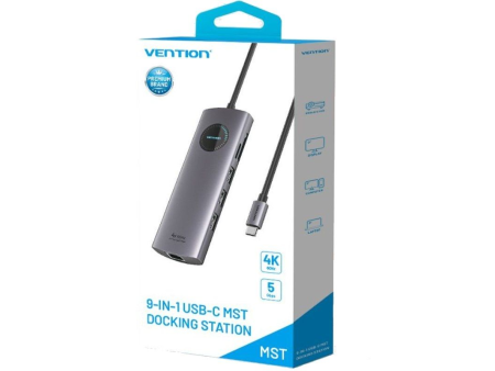 Docking USB Tipo-C Vention TQVHB/ 2xHDMI/ 3xUSB/ 1xRJ45/ 1xLector de Tarjetas/ 1xUSB Tipo-C PD/ Gris