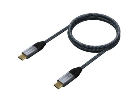 Cable USB 2.0 Tipo-C Aisens A107-0628 5A 100W/ USB Tipo-C Macho - USB Tipo-C Macho/ Hasta 100W/ 60Mbps/ 1m/ Gris