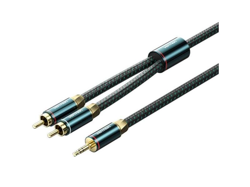 Cable Audio Vention BCSGF/ 2x RCA Macho - Jack 3.5 Macho/ 1m/ Verde y Negro