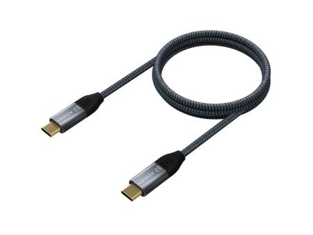 Cable USB 2.0 Tipo-C Aisens A107-0628 5A 100W/ USB Tipo-C Macho - USB Tipo-C Macho/ Hasta 100W/ 60Mbps/ 1m/ Gris